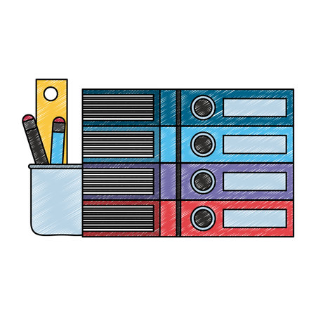 Folders and pencils in cup vector illustration graphic designのイラスト素材