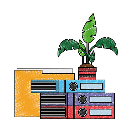 Books and plant pot with folder vector illustration graphic designのイラスト素材