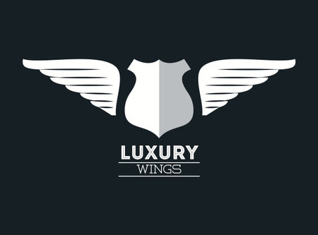 Luxury wings emblem with bagde in black and white colors vector illustration graphic designのイラスト素材