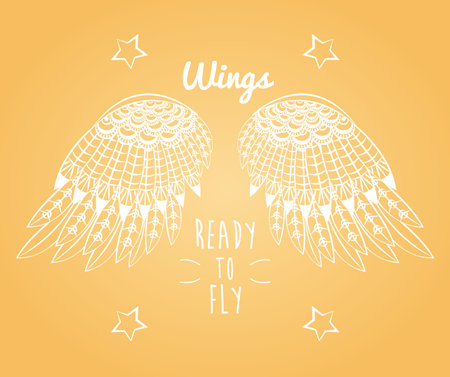 Wings ready to fly draw emblem vector illustration graphic designのイラスト素材