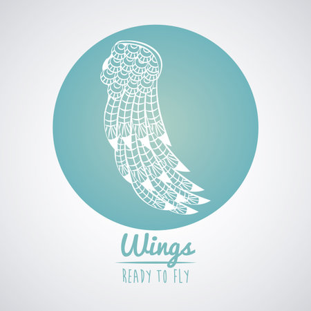 Wings ready to fly round draw emblem vector illustration graphic designのイラスト素材
