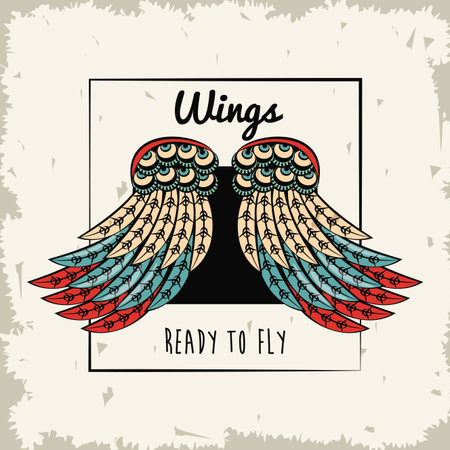 Wings ready to fly colorful draw emblem vector illustration graphic designのイラスト素材