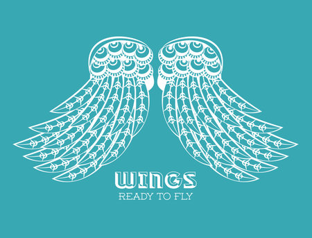 Wings ready to fly colorful draw emblem vector illustration graphic designのイラスト素材