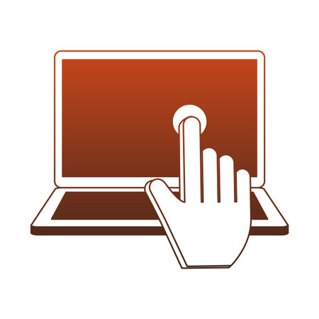 Cursor touching laptop screen vector illustration graphic designのイラスト素材