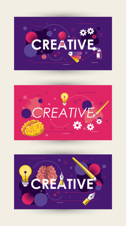 Set of creative cards design collection vector illustration graphic design