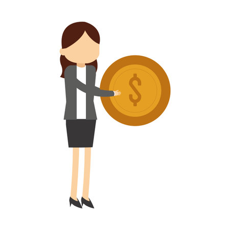 Businesswoman with coin vector illustration graphic designのイラスト素材