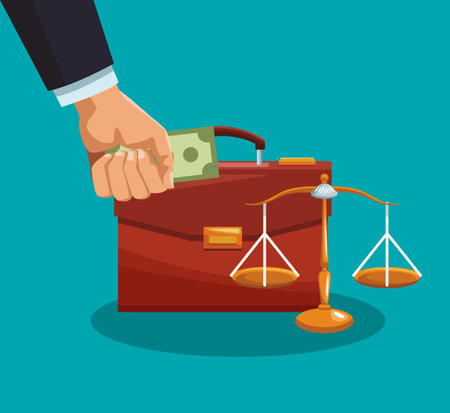 Hand with money and briefcase with balance vector illustration graphic designのイラスト素材