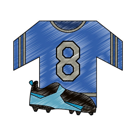 Football tshirt and boot vector illustration graphic designのイラスト素材