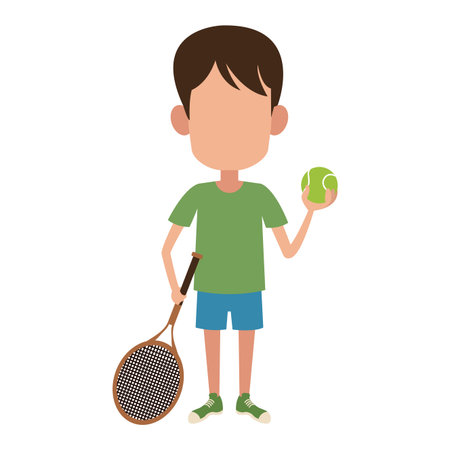 Boy with tennis ball and racket vector illustration graphic designのイラスト素材