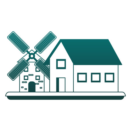 Farm and windmill cartoons isolated vector illustration graphic designのイラスト素材