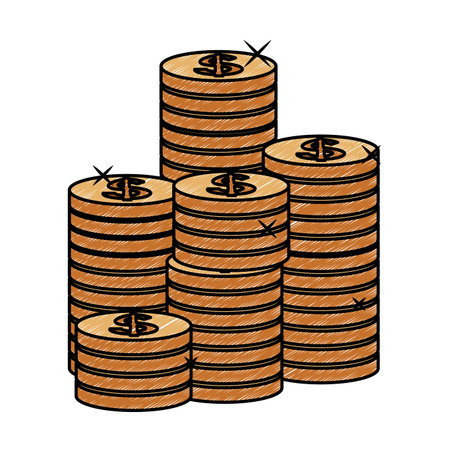 Coins stacked isolated vector illustration graphic designのイラスト素材