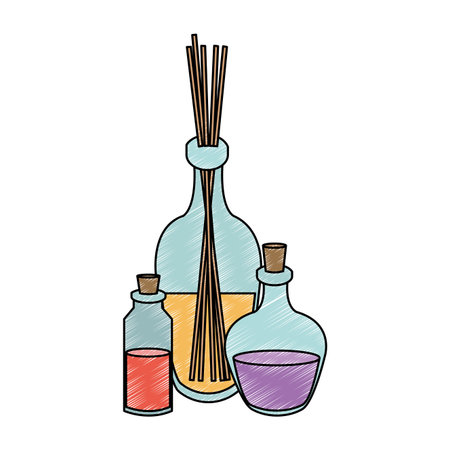 Spa oil bottle and flower vector illustration graphic designのイラスト素材