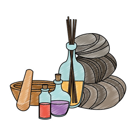 Spa oil bottles with stones vector illustration graphic designのイラスト素材