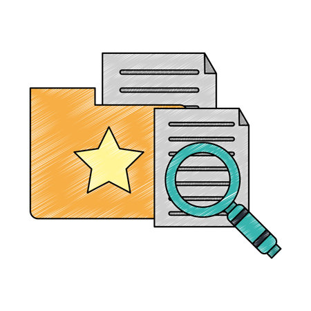 Magnifying glass on folder with documents vector illustration graphic designのイラスト素材