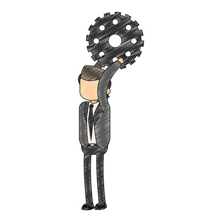 Businessman holding gear vector illustration graphic designのイラスト素材