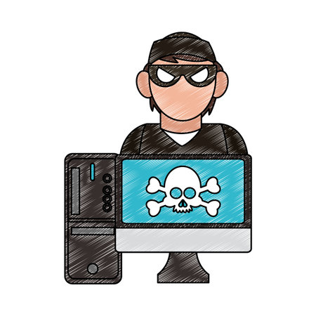 Hacker on computer vector illustration graphic designのイラスト素材