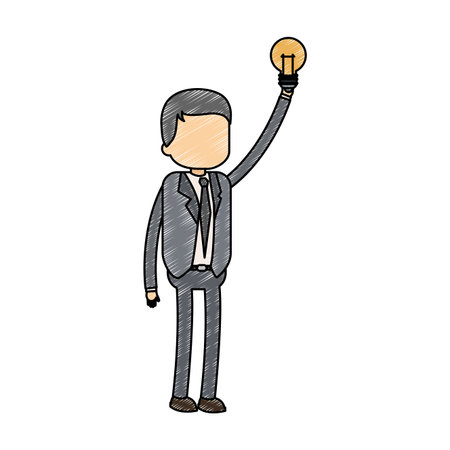 Businessman holding bulb light vector illustration graphic designのイラスト素材
