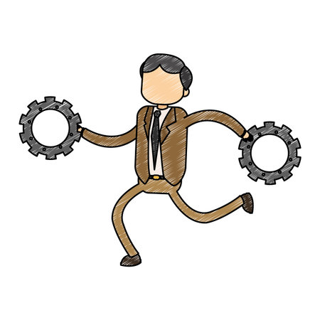 Businessman running with gears vector illustration graphic designのイラスト素材