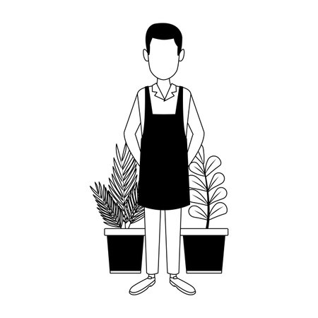 Gardener with plants vector illustration graphic designのイラスト素材