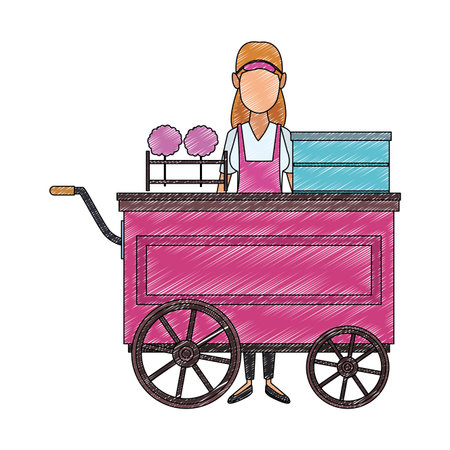 Sugar cotton cart vector illustration graphic designのイラスト素材