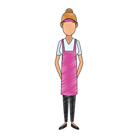 Woman waiter profile vector illustration graphic designのイラスト素材