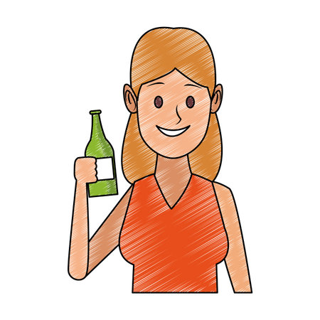 Woman with beer bottle vector illustration graphic designのイラスト素材