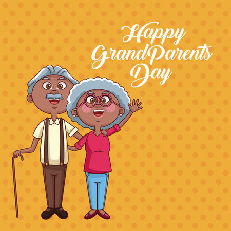 Happy grandparents day card with cute couple cartoon vector illustration graphic designのイラスト素材