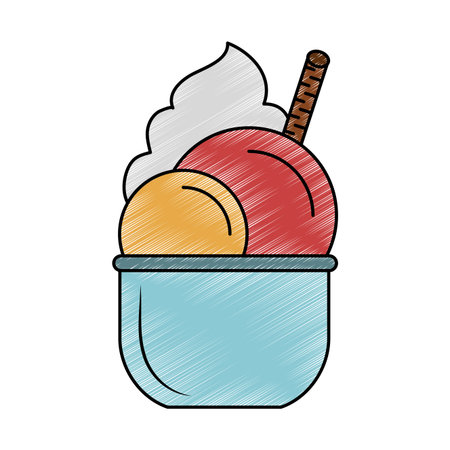 Ice cream scoops on cup vector illustration graphic designのイラスト素材