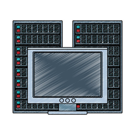 Computer with servers and cloud vector illustration graphic designのイラスト素材