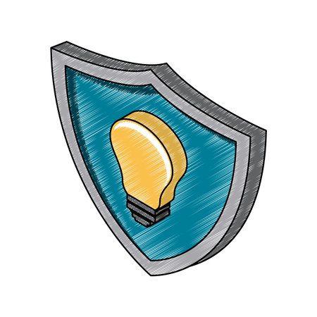 Bulb on shield isometric symbol vector illustration graphic designのイラスト素材