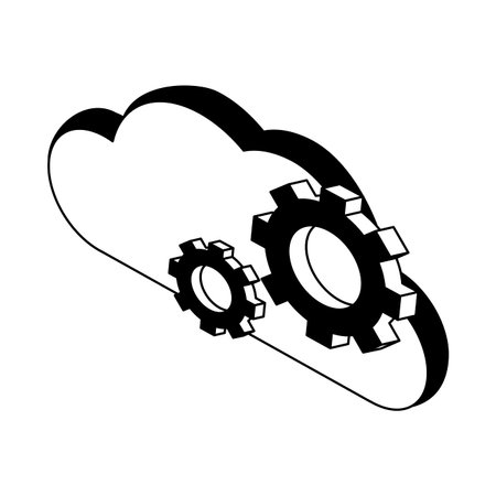 Cloud computing and gears isometric symbol vector illustration graphic designのイラスト素材