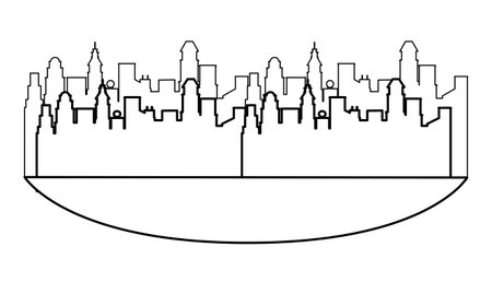 Cityscape scenery cartoon vector illustration graphic designのイラスト素材