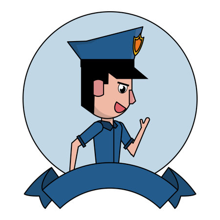 Police sideview and blank ribbon banner vector illustration graphic designのイラスト素材