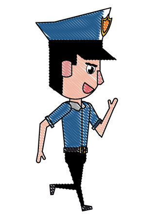 Police officer walking cartoon vector illustration graphic designのイラスト素材