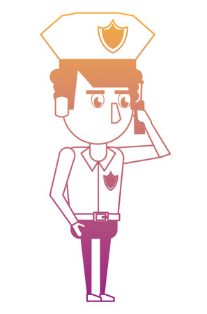 Police talking on radio officer cartoon vector illustration graphic designのイラスト素材