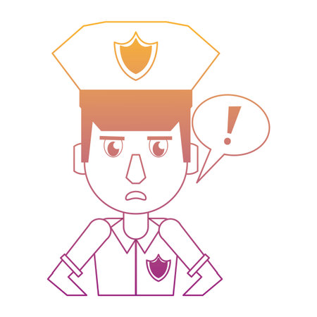 Police profile calling attention cartoon vector illustration graphic designのイラスト素材