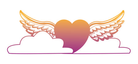 Heart with wings and clouds vector illustration graphic designのイラスト素材