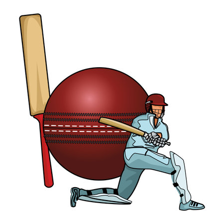 Cricket player with ball and bat vector illustration graphic designのイラスト素材