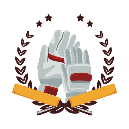 Cricket gloves on wreath with stars vector illustration graphic designのイラスト素材