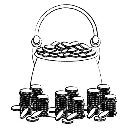 Pot with coins vector illustration graphic designのイラスト素材