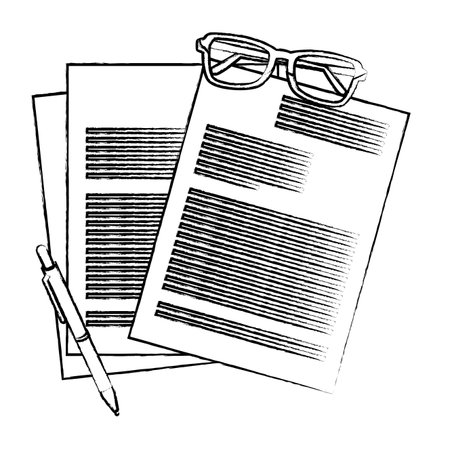 Documents and glasses with pen vector illustration graphic designのイラスト素材
