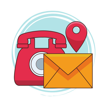 Telephone and mail with location vector illustration graphic designのイラスト素材