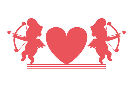 Cupids and hearts silhouettes vector illustration graphic designのイラスト素材