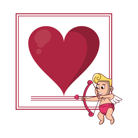 Fram with heart and cupid vector illustration graphic designのイラスト素材