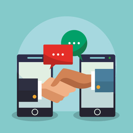 Online business from smartphones vector illustration graphic designのイラスト素材