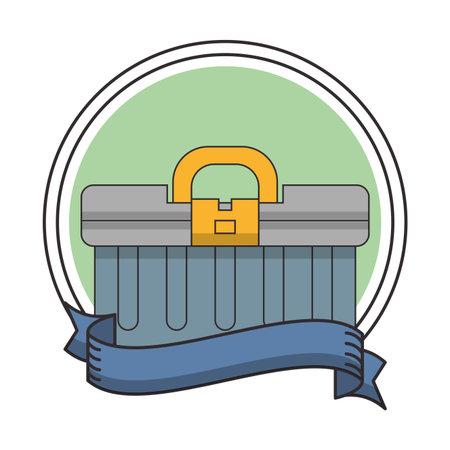 Toolbox round frame with blank ribbon banner vector illustration graphic designのイラスト素材