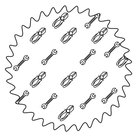 Pliers and wrench round label tools vector illustration graphic designのイラスト素材