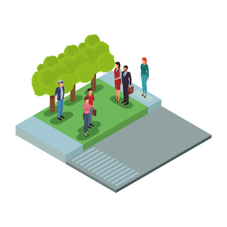 People at park isometric scenery vector illustration graphic designのイラスト素材