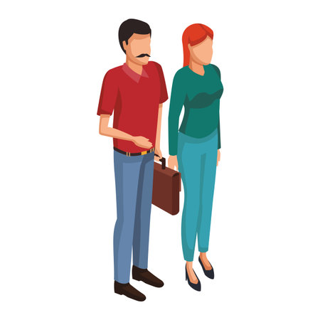 Man and woman with briefcase vector illustration graphic designのイラスト素材