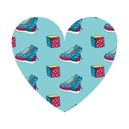 90s shoes and cubes vector illustration graphic design
